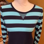 Karen Scott  Long Sleeve Top with Blue Stripes‎ size medium cotton blend Photo 2