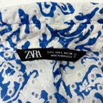 ZARA  OPENWORK EMBROIDERY MIDI White and Blue‎ DRESS Size L Photo 7