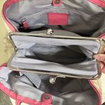 Coach  signature stripe framed carryall khaki satchel with pink leather trim Photo 12