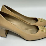 Tory Burch  Raleigh Patent Leather Pump Block Heel Nude Size 9M Photo 0