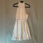 AQUA Halter Belted Mini Dress Ruffle Neck Sleeveless Lined Pink Gold XL NWT Photo 10