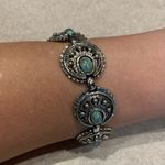 Sarah Coventry Bracelet Indian Treasure Vintage Faux Turquoise Silvertone Boho Silver Photo 2