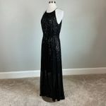 DKNY  Sequined Halter Maxi Dress Size 8 Black Sequined Sleeveless Long Formal Photo 3
