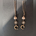 Free People Elegant Gold and Pink Heart Drop Earrings Photo 1