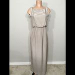 Natalie Deayala drape back silk column dress. NWT Tan Photo 8