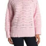 FRNCH  Paris Pink Cable Knit Turtleneck Sweater Photo 0