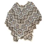 Mixit Crochet Brown & Cream Poncho Boho Knit Photo 3
