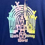 Disney Walt World T Shirt Adult XXL Navy Blue Rainbow Castle Mickey Balloons Photo 1