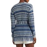 Ralph Lauren NWT Lauren Blue Striped Belted Linen-Cotton Cardigan Size Medium Photo 4