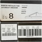 J.CREW Mirror Metallic Tab Saturday Leather Sneakers Shoes White Gold Size 8 Photo 13