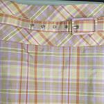Preppy Plaid Silk‎ Blend Belted Skirt | Size 12 | NWT Orange Photo 1