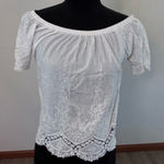 Full Tilt  Cottagecore White Cotton Lace Embroidered Cropped Top Size Small​​ Photo 0