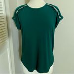 89th & Madison Diamanté Ruffle Embellished Hunter Green Blouse M Medium Photo 4
