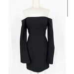 Cinq à Sept Cinq A Sept Off Shoulder Bell Flare Cuff Mini Dress Ponte Black Niara XS/2 $395 Photo 5