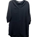 Lush Clothing Lush Tunic Blouse Black 3/4 Roll Tab Sleeves V-Neck Pullover Oversized Size M Photo 0