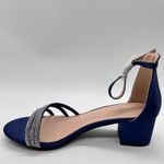 Allegra K NEW  Sandals Womens 8.5 Blue Rhinestone Strappy Block Heel‎ Ankle Strap Photo 1