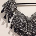 American Eagle off the shoulder black white coquette crop top Photo 2