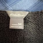 Eddie Bauer  Flannel Shirt‎ Jacket Sherpa Lined Blue Plaid Button Up Womens M Photo 2