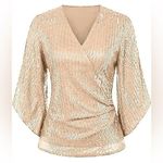 Grace Karin  NWT Elegant Sequin Gold Top Plus Photo 0