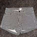 H&M Black and White Striped Jean Shorts Photo 0