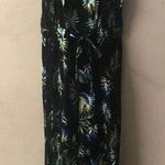Black Tropical Leaf Print Wide Leg Jumpsuit Size XS Photo 0