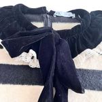 ZARA Black Cream Striped Velvet Lace Trim Bow Collar Sweater Size Small Photo 6