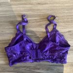 SHIMMER FLORAL LACE AND MESH BRALETTE Purple Size 1X Photo 5