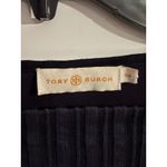 Tory Burch  Navy Blue Sheer Leaf Pattern Pleated Yoke 3/4 Sleeve Top Size S Photo 3
