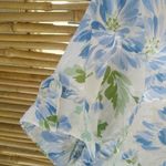 Gloria Vanderbilt  1X Blue Green All Over Floral Swiss Dot Cotton Aloha Top Plus Photo 2