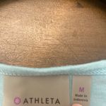 Athleta ‎ blue long sleeve embroidered detail yoga top size M Photo 4