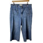 Madewell  Wide Leg Crop Jeans Womens Size 32 Blue Raw Hem Front Pocket Photo 2