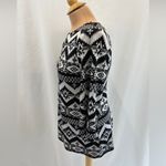 Sunny Leigh  Petite Black & White Tribal Print Blouse Top‎ Photo 2