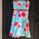 J.T.B. Floral Strapless Dress‎ Blue Size 8 Photo 1