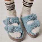 Papillio Birkenstock Arizona Big Buckle Shearling Sandals in Blue, Size 38, NWT Blue Photo 2