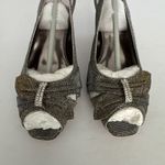 J Renee Heels Slader Dance Fabric Shimmery Pewter Kitten Heels Sling Back 8 W Silver Photo 2