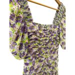 ZARA  Draped Ruched Puff Sleeves‎ Floral Bodycon Mini Dress Lilac Size XS Photo 12