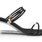 Allegra K  black lucite sandals size 10 wedge 2.5 inches Photo 0