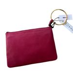 NWT THACKER GIA POUCH & CARD CASE Ring Wristlet Clutch RED LEATHER Pink Photo 4
