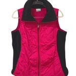Columbia Pink Full Zip Quilted Vest Fleece Collar Side Pockets Size Large Photo 0