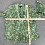 Rag and Bone  Sachi Pleated Floral Print Sheer Blouse Sage Green Small Photo 14