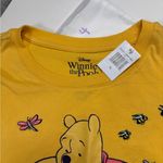 Disney Winnie the Pooh & Piglet Size XL Yellow Embroidered Graphic  Crop Tee New Photo 5