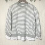 Nordstrom Cali Be Gray New Sweatshirt Striped Layered Oversized Medium Photo 1