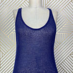 Qi Knit Tank Top Tunic Navy Blue Silver Photo 1