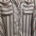 Free People Women’s Oversized Red and White Striped Button Up Blouse size XS Photo 2