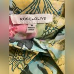 Rose + Olive  Floral Blouse Size Medium Pink Yellow Green Photo 2