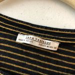 ZARA  Womens T Shirt Top Crew Neck Short Sleeve Striped Black Yellow M Photo 2