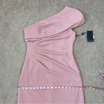 Adrianna Papell  Metallic Knit Draped Gown Rose Pink 4 Photo 12