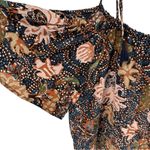 Madewell  Silk Cold Shoulder Tie Tassel Straps Sea Floral Crop Top size Large Photo 4