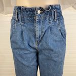 Garage  Paper Bag Mom Denim Jeans High Waist Rise Cotton Raw Hem Pleat size 7 Photo 1