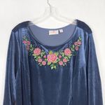 Quacker Factory Plus Size 3X Dress Blue Velvet Embroidered Rhinestone Midi 465 Photo 2